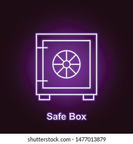 bitcoin safe box outline icon in neon style. Element of cryptocurrency illustration icons. Signs and symbols can be used for web, logo, mobile app, UI, UX on black background