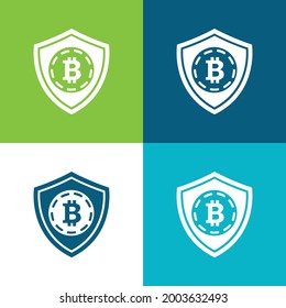 Bitcoin Safety Shield Symbol Flat four color minimal icon set