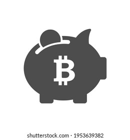 bitcoin saving silhouette vector icon isolated on white. bitcoin cryptocurrency saving icon for web, mobile apps, ui design and print