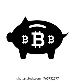 Bitcoin saving vector icon. Piggy bank with cryptocurrency isolated on white
