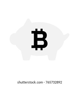 Bitcoin saving vector icon. Piggy bank with cryptocurrency isolated on white