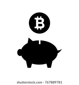 Bitcoin saving vector icon. Piggy bank with cryptocurrency isolated on white