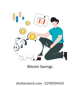 Bitcoin Ahorra ilustración vectorial de diseño de estilo plano. ilustración de stock