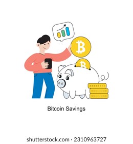 Ilustración del vector de diseño de estilo plano de ahorro de bitcoin. Ilustración de acciones