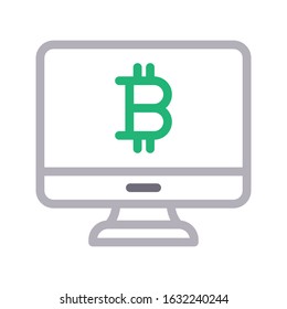 bitcoin screen  vector color line icon  