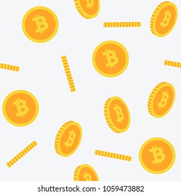 Bitcoin Seamless 3D flat style yellow Pattern