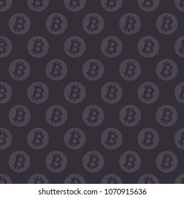 Bitcoin seamless pattern. Coins repeated background. Flat vector design