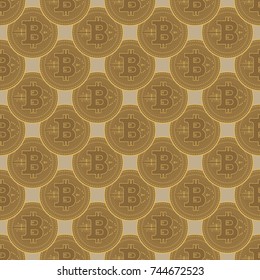 Bitcoin seamless pattern. Crypto money profit concept. Flat vector illustration. Cryptocurrency symbol