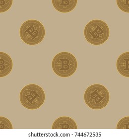 Bitcoin seamless pattern. Crypto money profit concept. Flat vector illustration. Cryptocurrency symbol