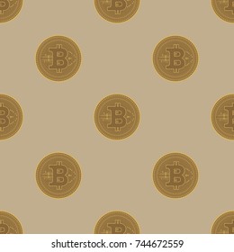 Bitcoin seamless pattern. Crypto money profit concept. Flat vector illustration. Cryptocurrency symbol
