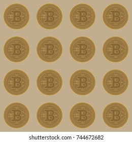 Bitcoin seamless pattern. Crypto money profit concept. Flat vector illustration. Cryptocurrency symbol