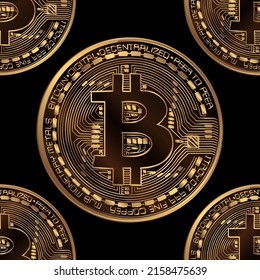 Bitcoin seamless pattern. Cryptocurrency concept. Online earnings.