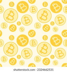 bitcoin seamless pattern on background, vector abstract.