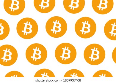 Bitcoin seamless pattern on transparent background. Repetitive vector illustration of bitcoin symbols. EPS10.