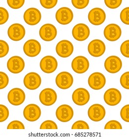 Bitcoin seamless pattern on white background.