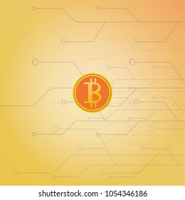 BItcoin seamless pattern. Simple Seamless Pattern Gold Symbols Of Bitcoins. Vector Illustration