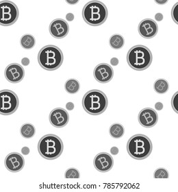 Bitcoin seamless pattern. white and black bit coin seamless.