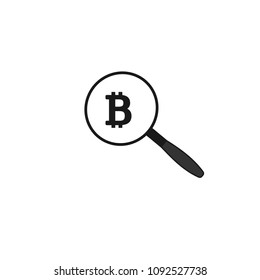 bitcoin search vector icon with magnifying glass