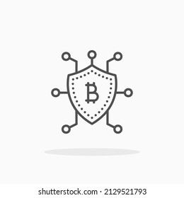 Bitcoin secure shield line icon. Editable stroke and pixel perfect. Can be used for digital product, presentation, print design and more.