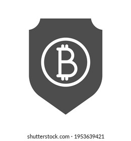 bitcoin secure silhouette vector icon isolated on white. bitcoin cryptocurrency icon for web, mobile apps, ui design and print