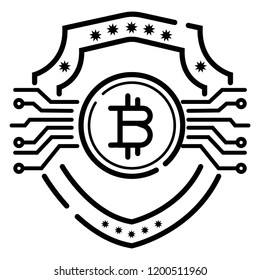 Bitcoin security flat vector icon