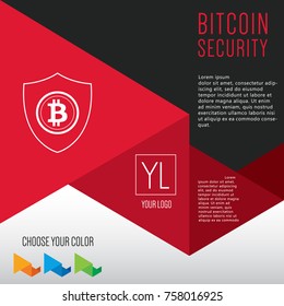 Bitcoin security icon on red template design