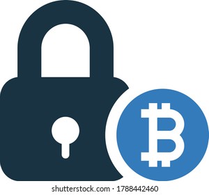 Bitcoin security icon / vector graphics
