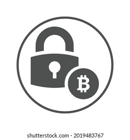 Bitcoin security lock icon (Circle version icon)