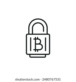 Bitcoin security lock icon. Simple Bitcoin security lock icon for social media, app, and web design. Vector illustration 
