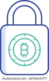 design de ícone de cor de contorno de segurança do bitcoin