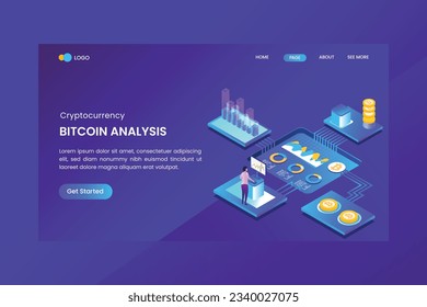Bitcoin Seo Analysis Isometric Concept