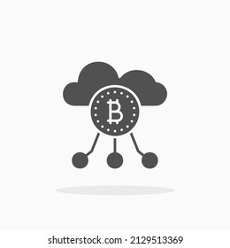 Bitcoin server cloud glyph icon. Can be used for digital product, presentation, print design and more.