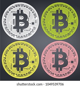 Bitcoin Set Digital currency. Stock vector illustration.