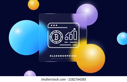 Bitcoin set icon. Coins, money, mine, cryptocurrency, farm, cloud storage, trading, exchange, lightcoing, Ethereum, Tether, Ripple. Glassmorphism style. Vector line icon for Business and Advertising