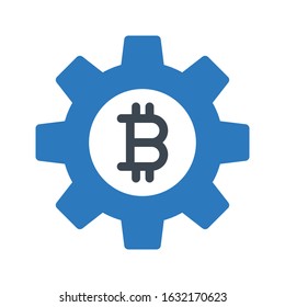 bitcoin setting vector glyph color icon 