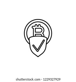 bitcoin, shield icon. Element of crypto currency icon. Thin line icon for website design and development, app development
