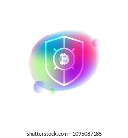 Bitcoin shield neon icon