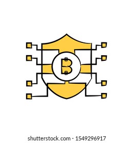 bitcoin shield for bitcoin security concept icon