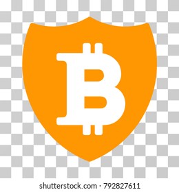 Bitcoin Shield vector icon. Illustration style is flat iconic symbol on a chess transparent background.