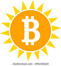Bitcoin shine icon with flat style. Isolated vector bitcoin shine icon image, simple style.