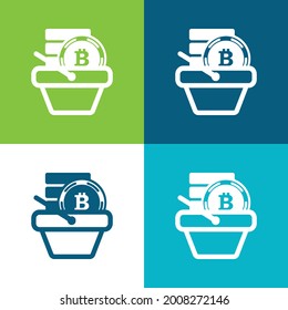 Bitcoin Shop Flat four color minimal icon set