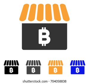 Bitcoin Shop icon. Vector illustration style is flat iconic symbol with black, grey, orange, blue color variants. Designed for web and software interfaces.