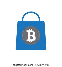 Bitcoin shopping bag icon vector illusration.
