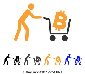 Bitcoin Shopping Cart icon. Vector illustration style is flat iconic symbol with black, gray, orange, blue color variants. Designed for web and software interfaces.