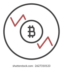 Bitcoin Short Position vector Trading concept outline round icon or symbol