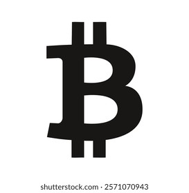 Bitcoin sign in black on transparent background. Vector illustration.