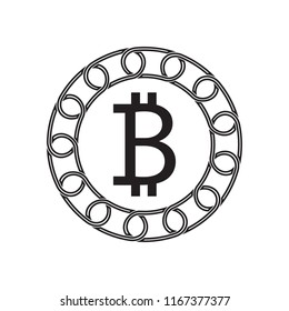 bitcoin sign with blockchain concept. future technology. vector design.