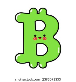 Bitcoin Sign character. Vector hand drawn cartoon kawaii character illustration icon. Isolated on white background. Bitcoin Sign character concept