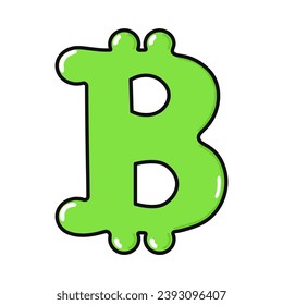 Bitcoin Sign character. Vector hand drawn cartoon kawaii character illustration icon. Isolated on white background. Bitcoin Sign character concept