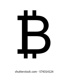 Bitcoin sign. Flat style black icon on white.